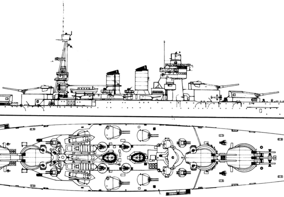 Боевой корабль RN Conte di Cavour 1933 [Battleship] - чертежи, габариты, рисунки